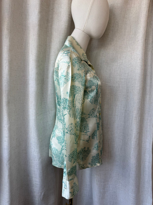 1970s Jungle Print Satin Top