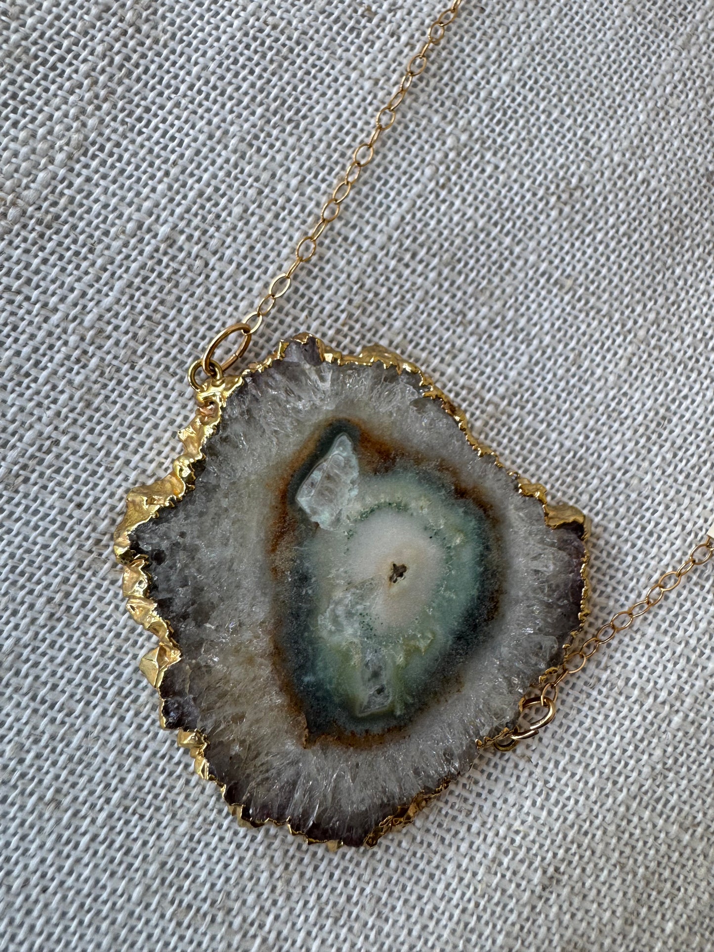 Amethyst Slice Gold Filled Chain