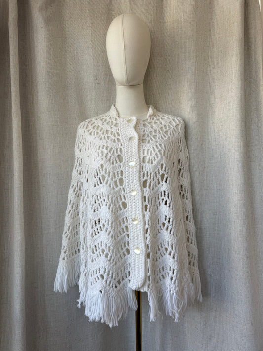 White Crochet Poncho