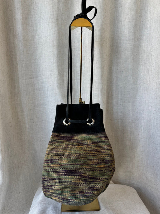 Suede & Raffia Bucket Bag