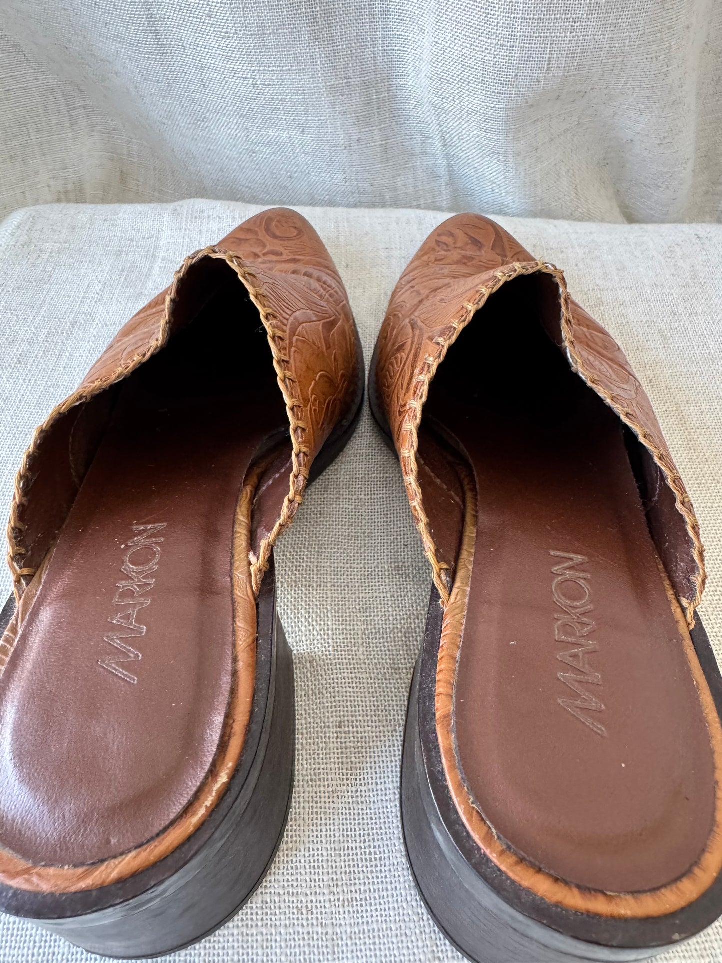 Tooled Leather Mules