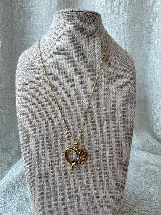 Mama Heart Colorful Stone Necklace