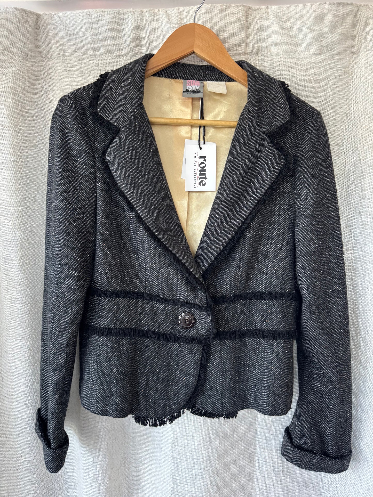 Fringe Button Blazer