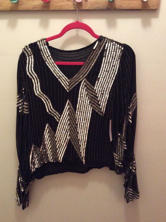 1970s Silver Sequin Blouse