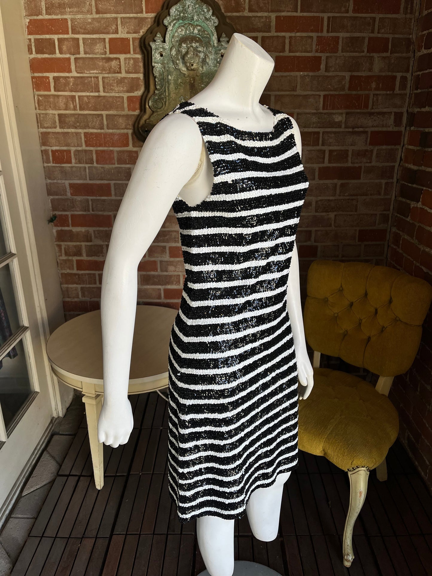 1960s Black & White Sequin Dress