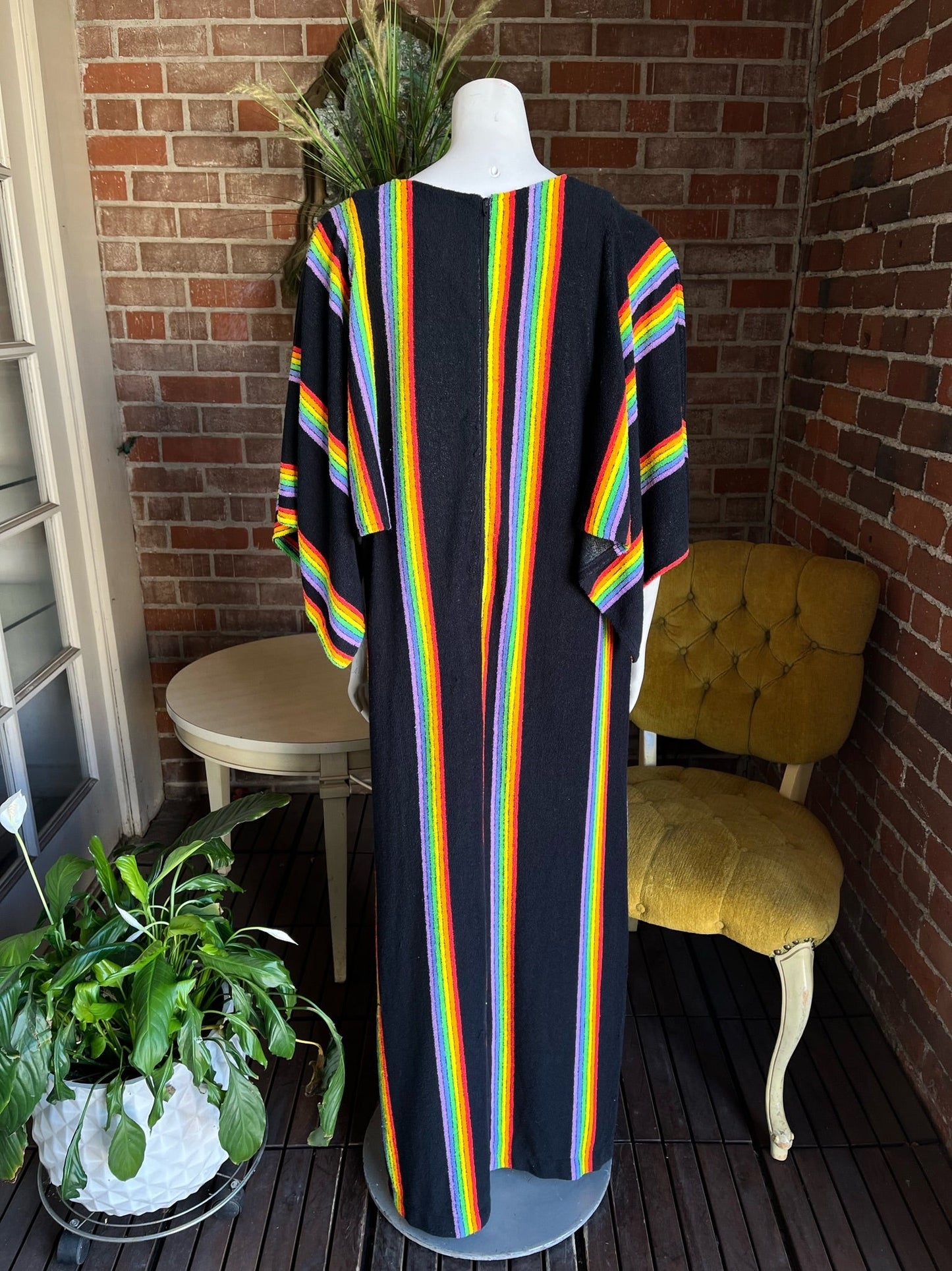 1970s Rainbow Terrycloth Caftan