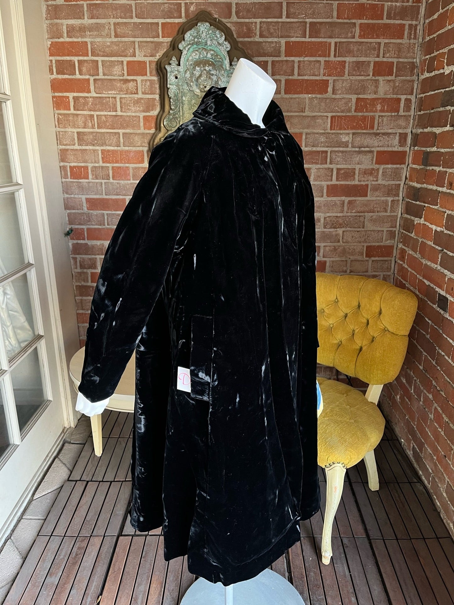 1950s Black Crushed Velvet Coat New Old Stock