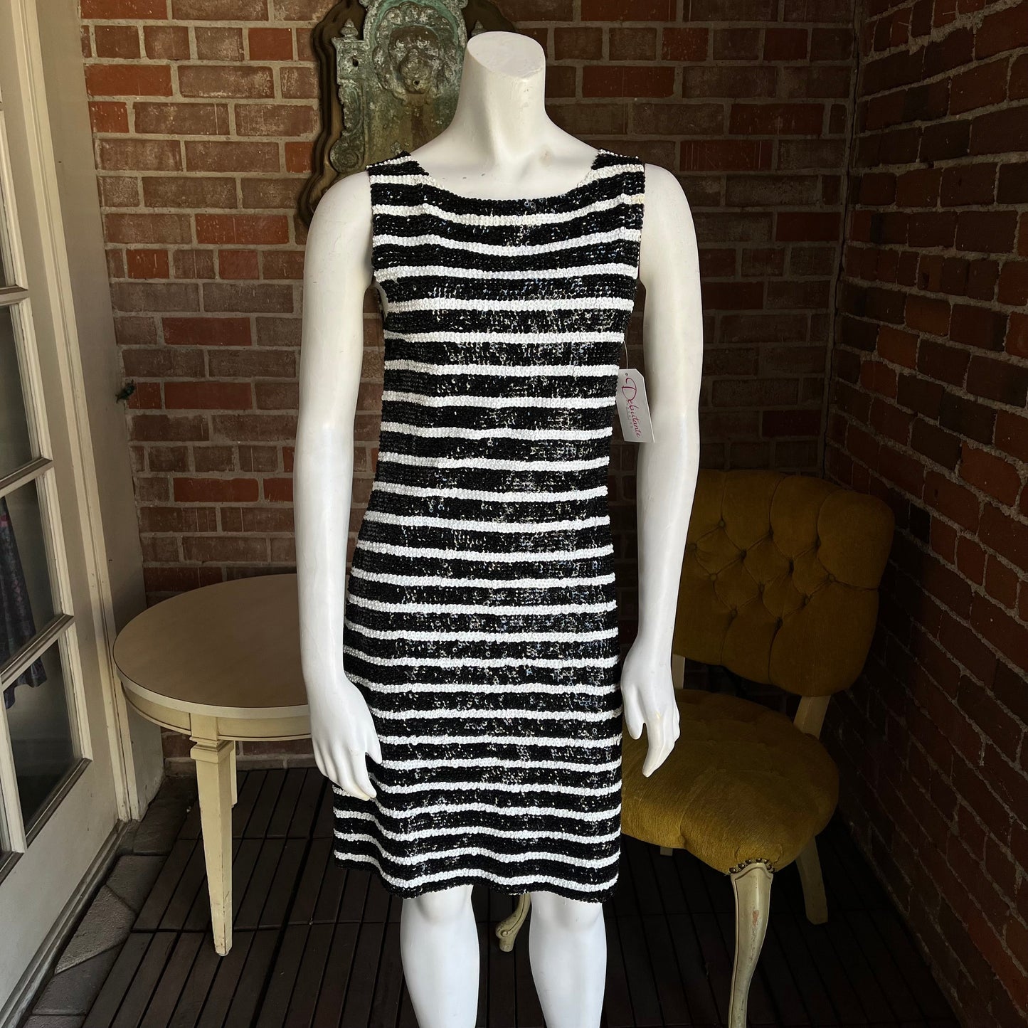 1960s Black & White Sequin Dress