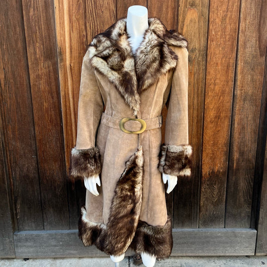 1970s Suede Faux Fur Coat