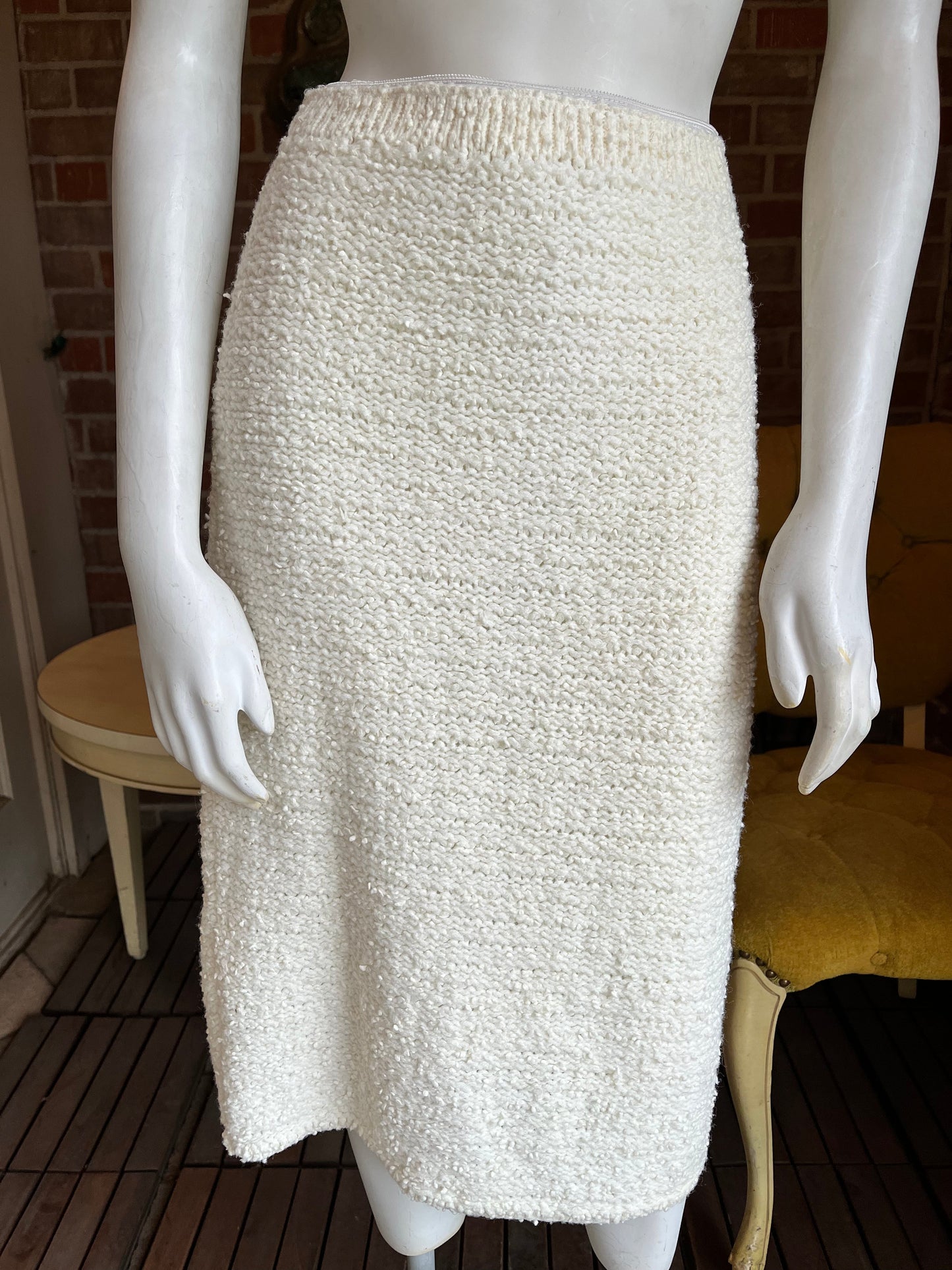 1960s White Knit Sweater Skirt Set