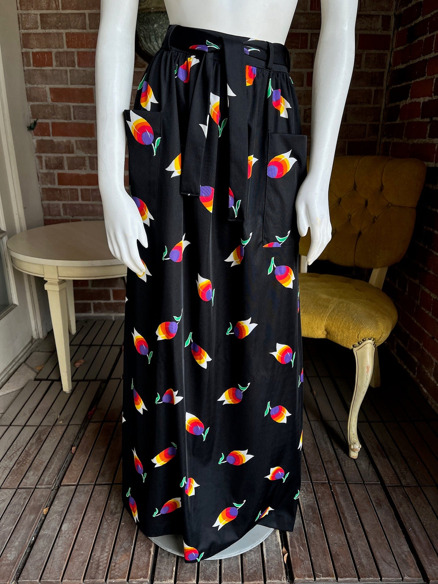 1970s Rainbow Tulip Maxi Skirt