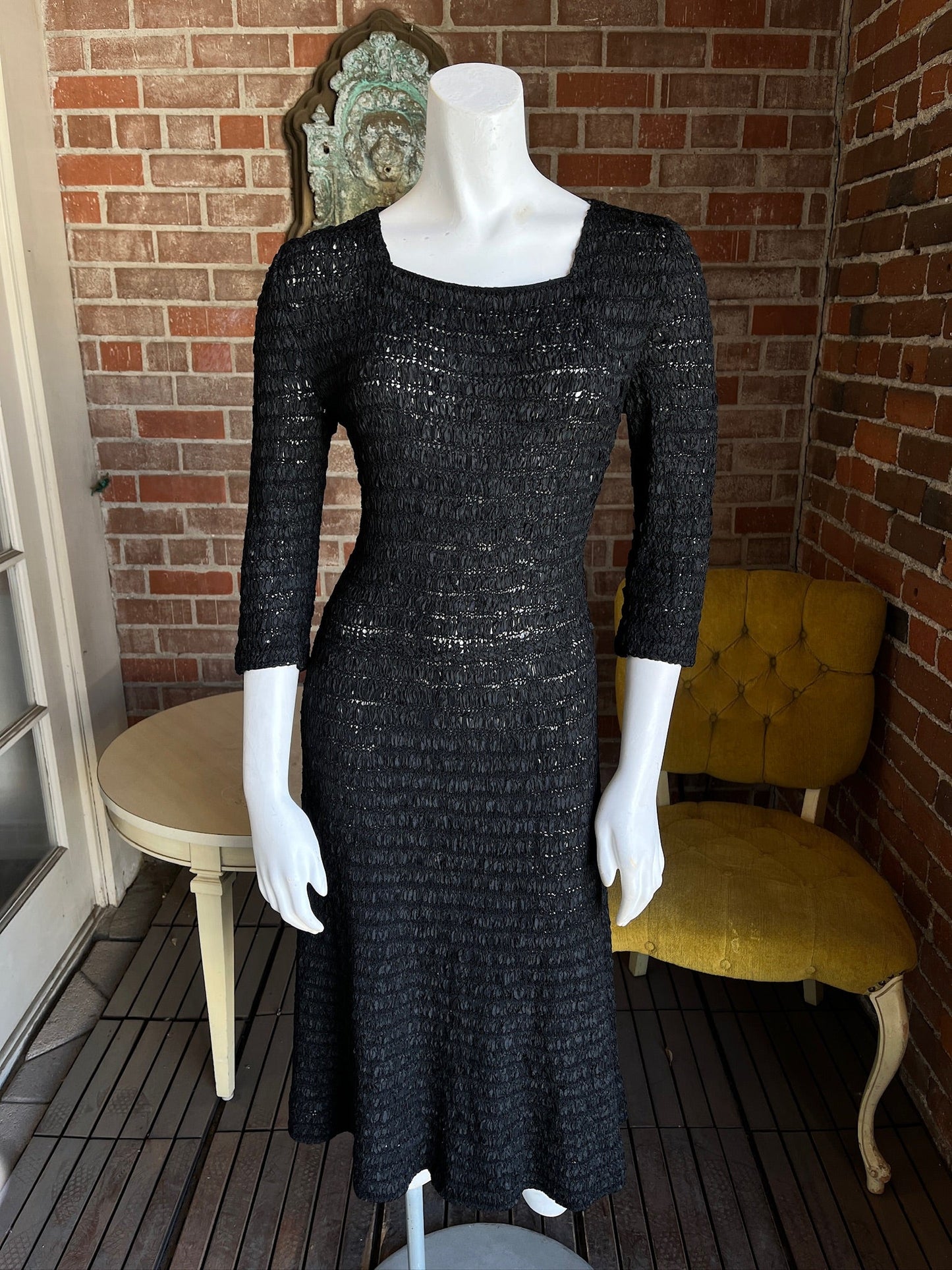 1950s Black Ribbon Dress