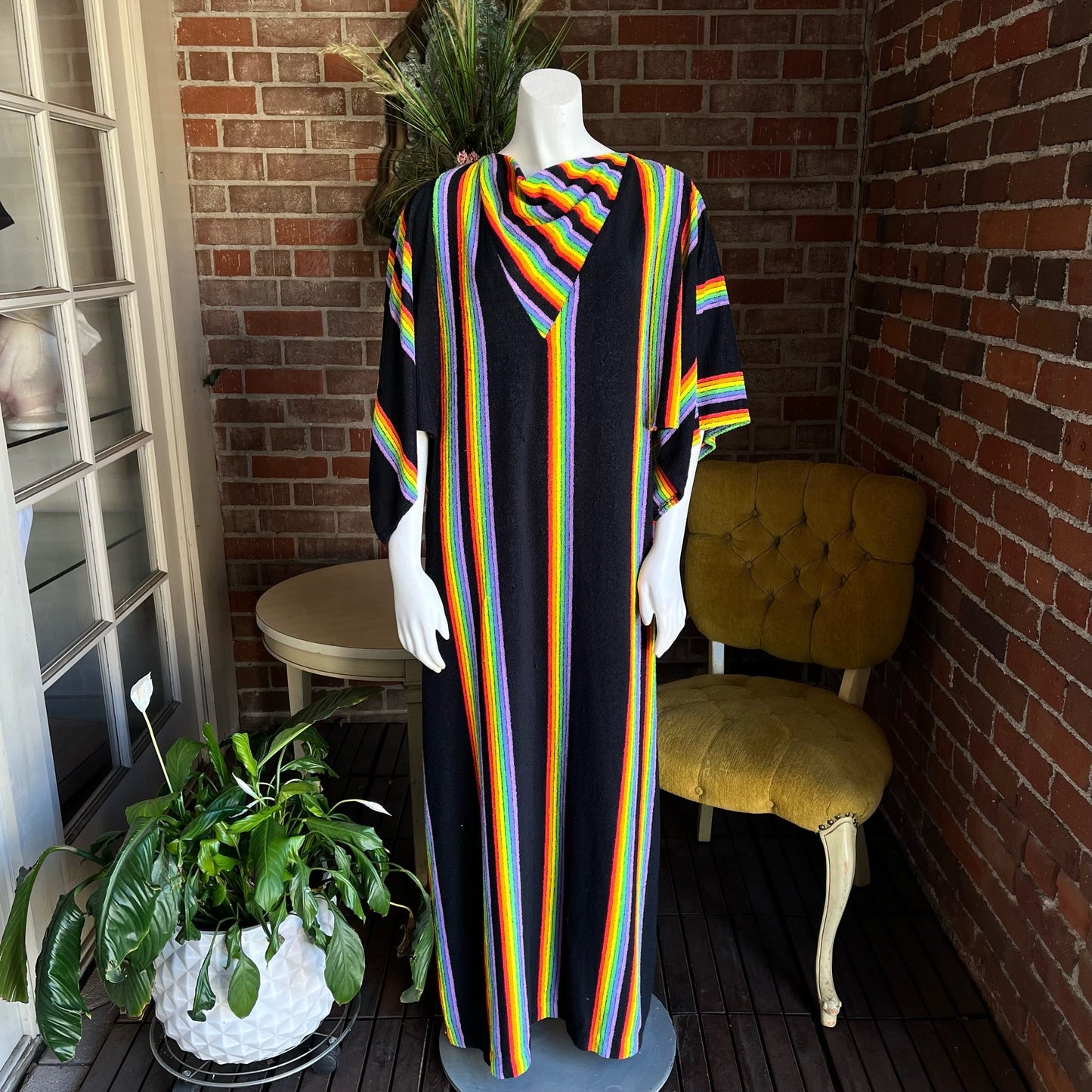 1970s Rainbow Terrycloth Caftan