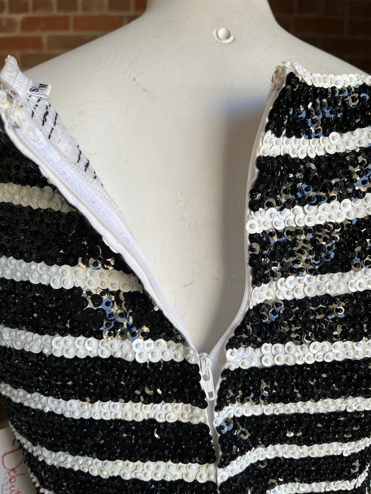 1960s Black & White Sequin Dress