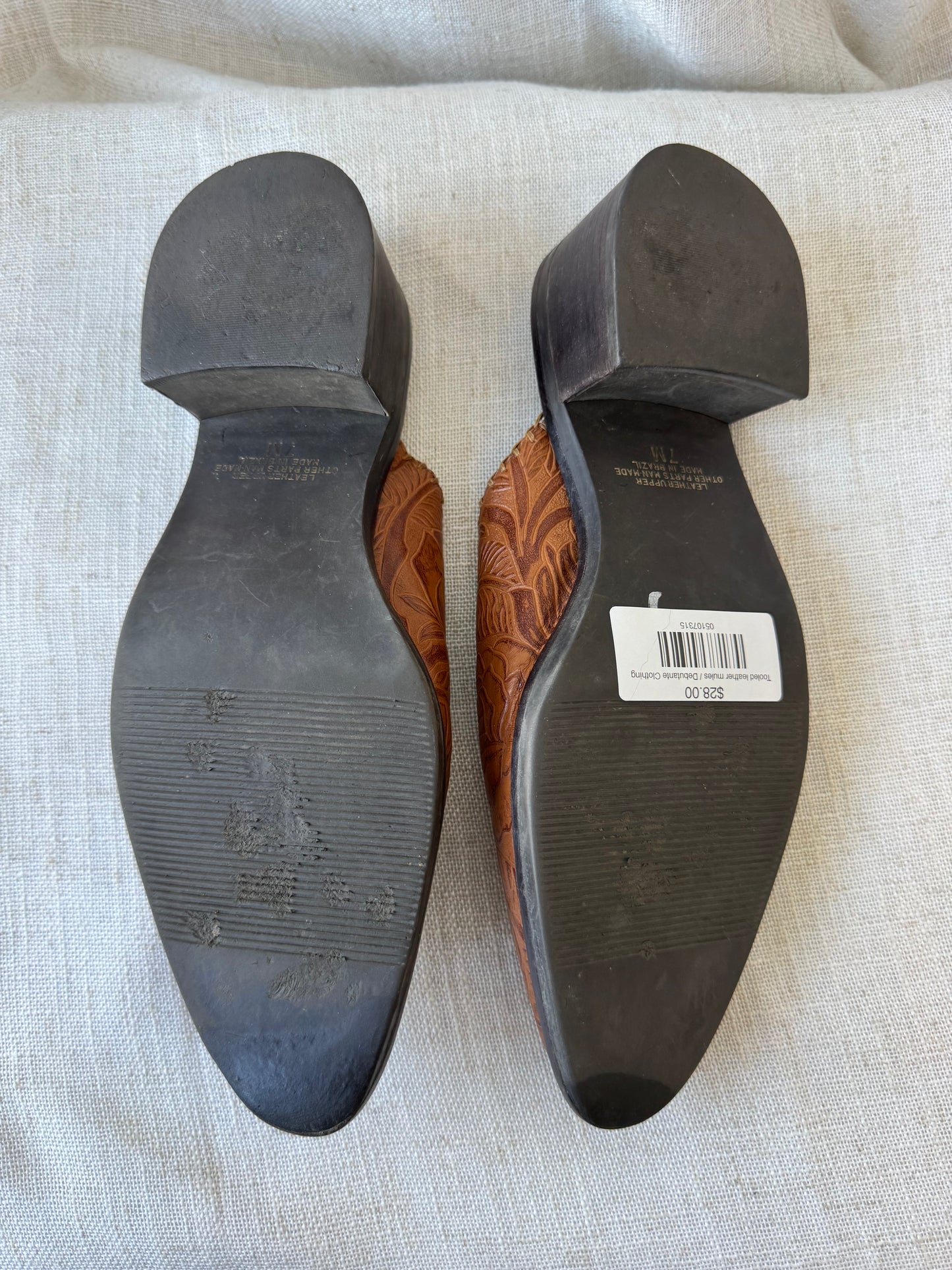 Tooled Leather Mules