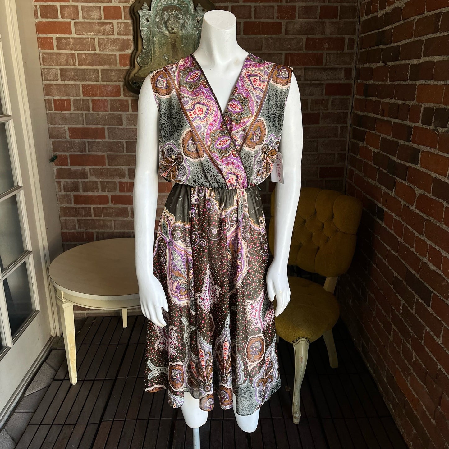 1970s Paisley Sheer Dress