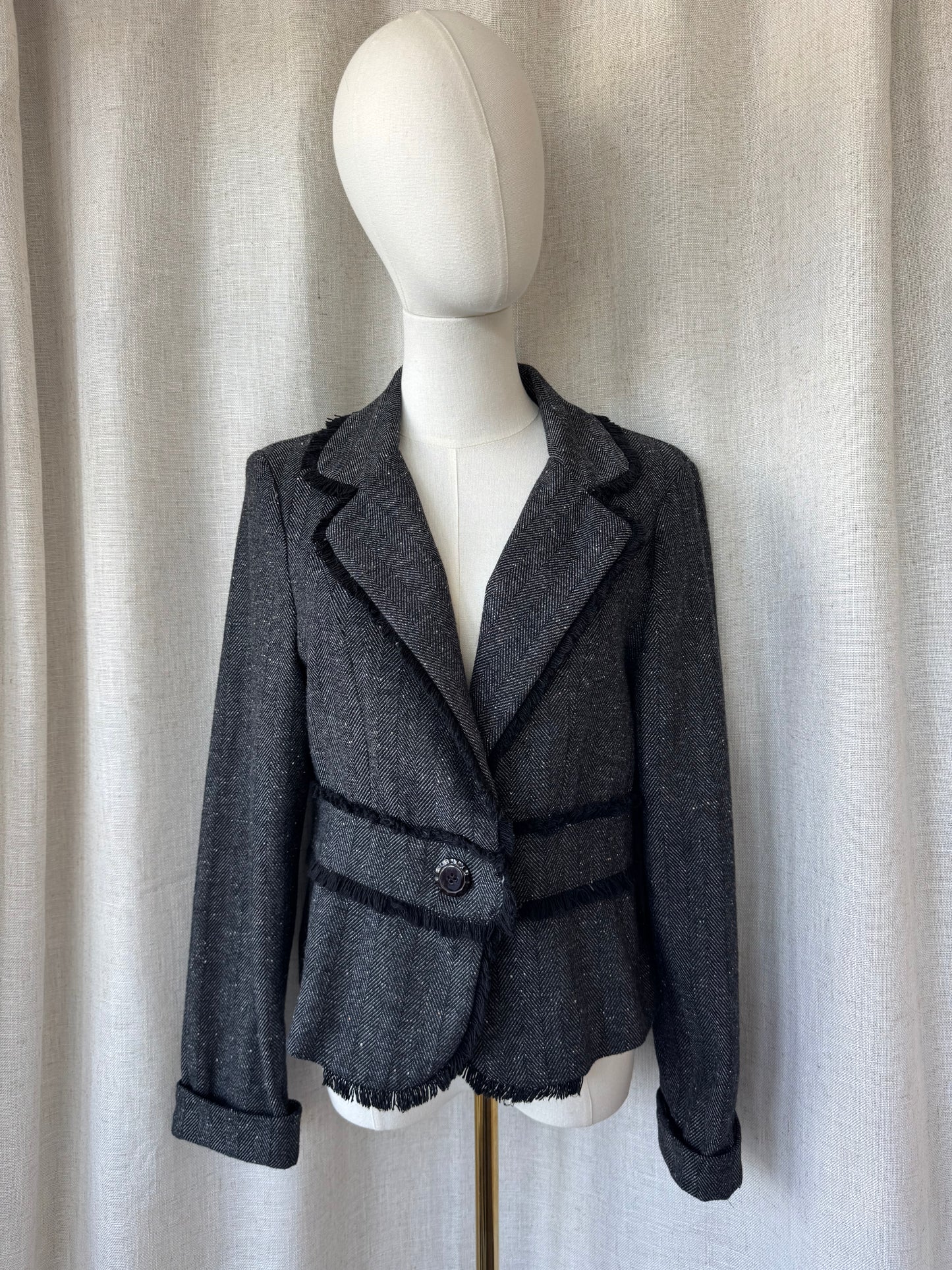 Fringe Button Blazer