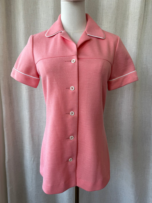 Sears Peach Button Up Top