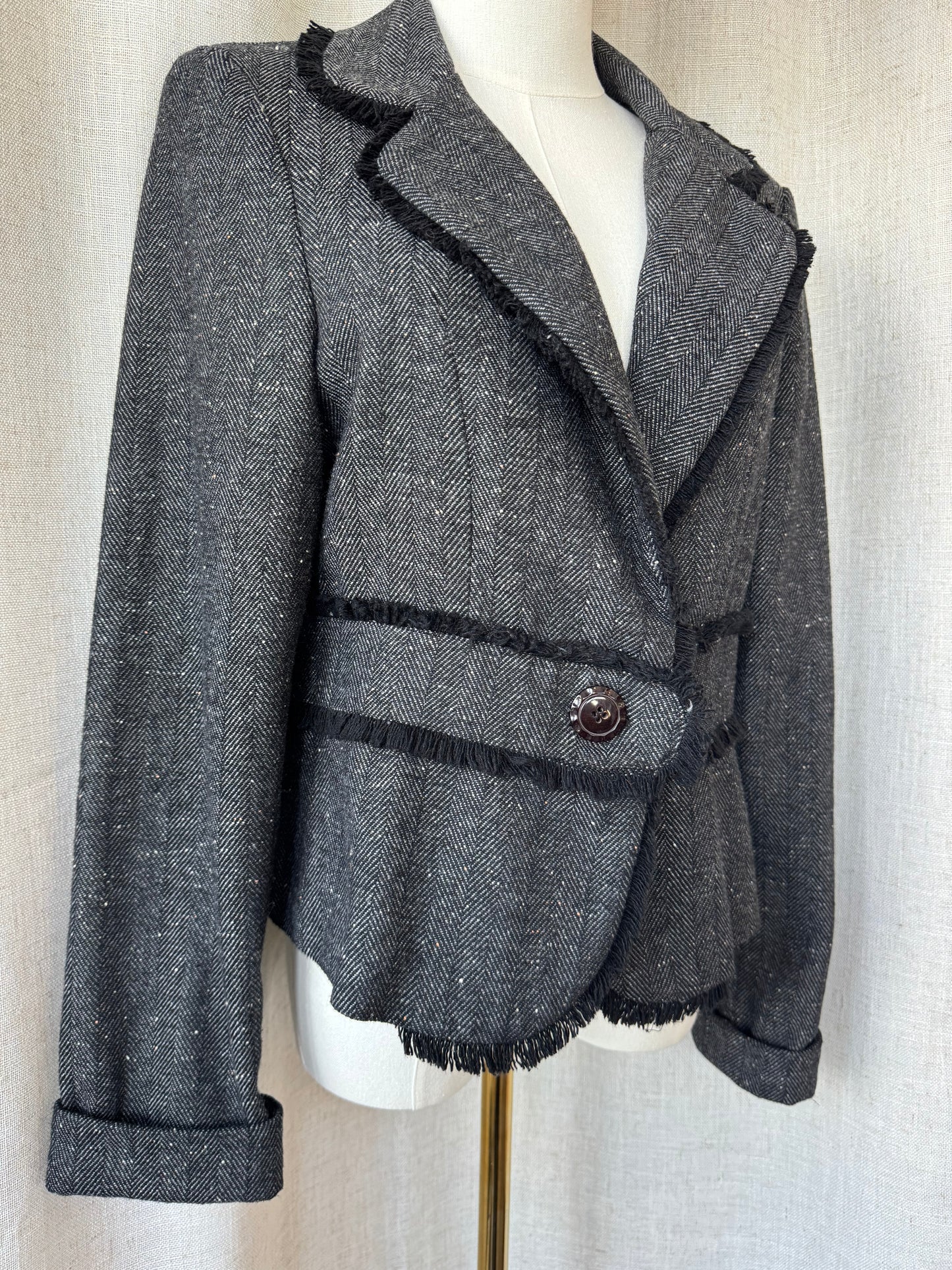 Fringe Button Blazer