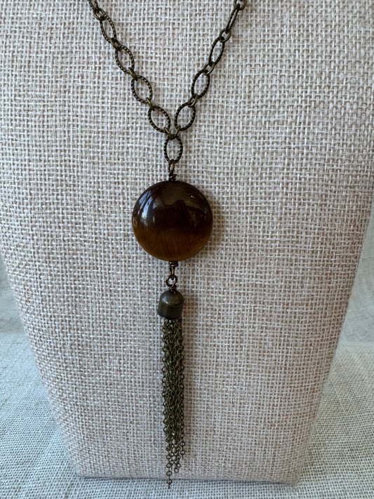 Tigers Eye Tassel Necklace