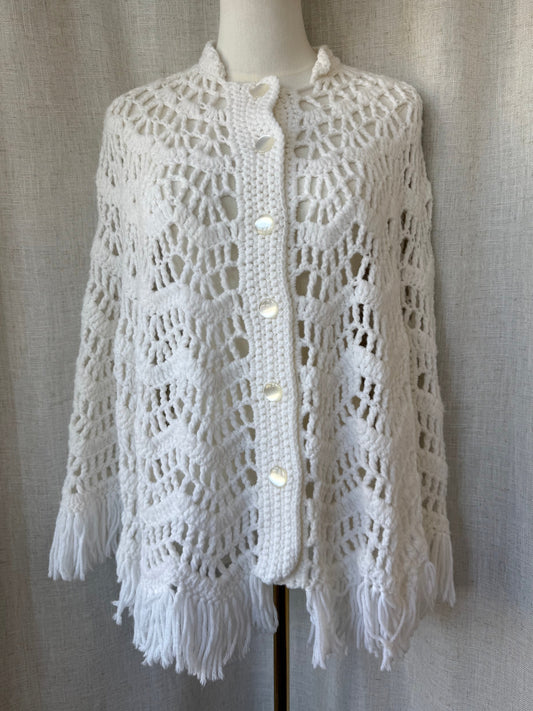 White Crochet Poncho