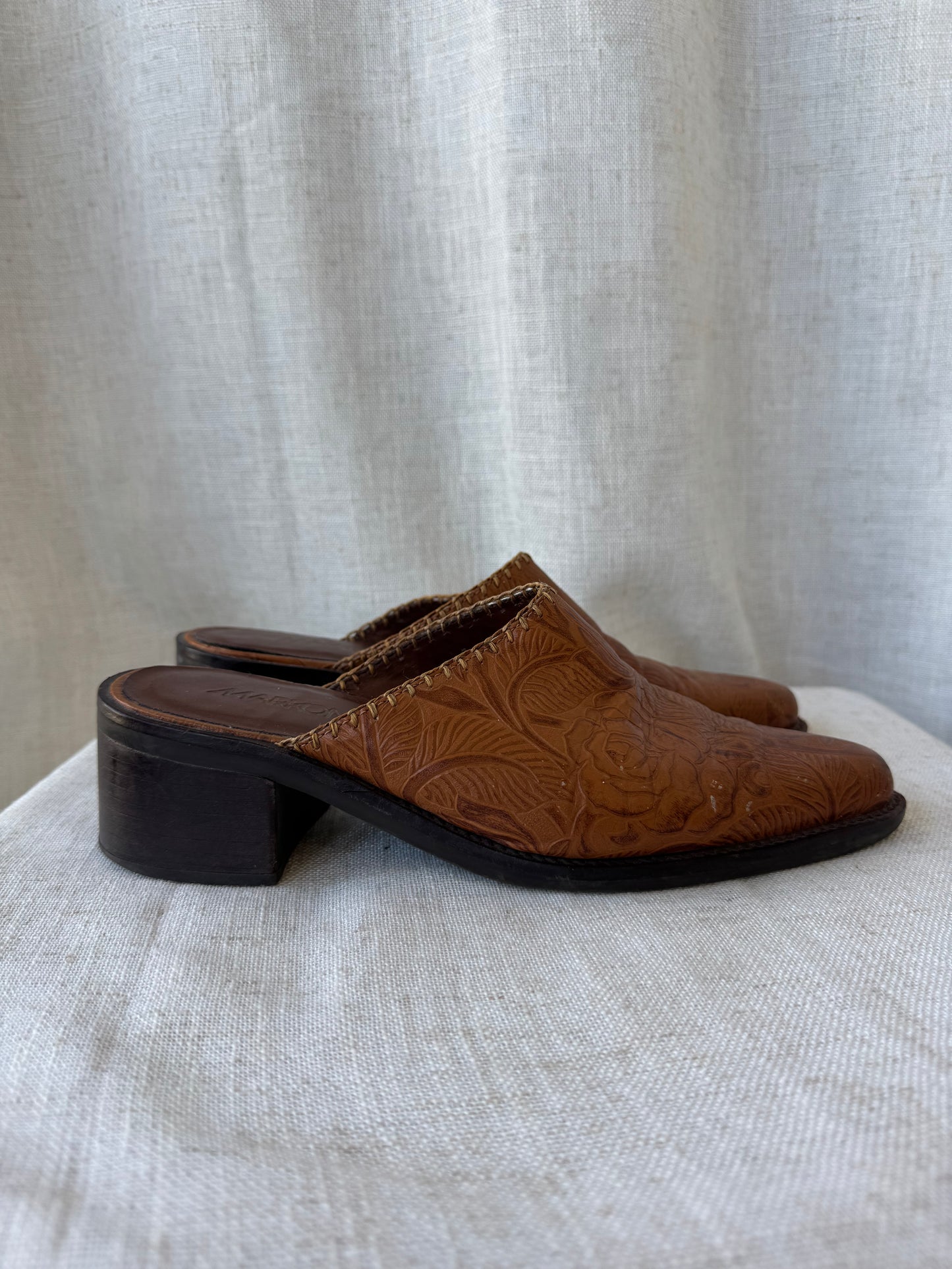 Tooled Leather Mules