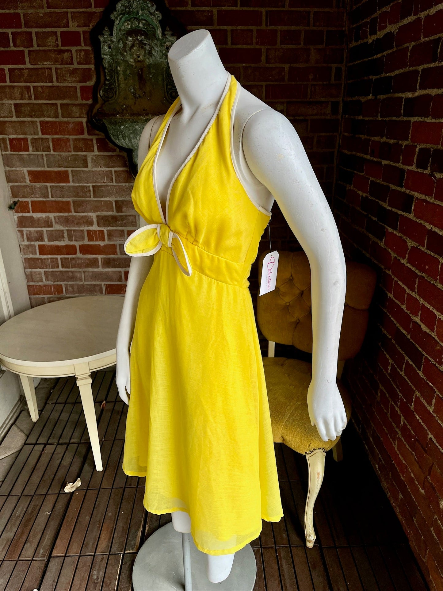 1960s Yellow Halter Dress