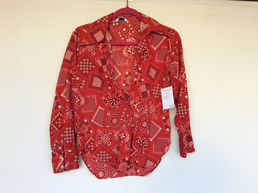 Red Bandana Print Button Up