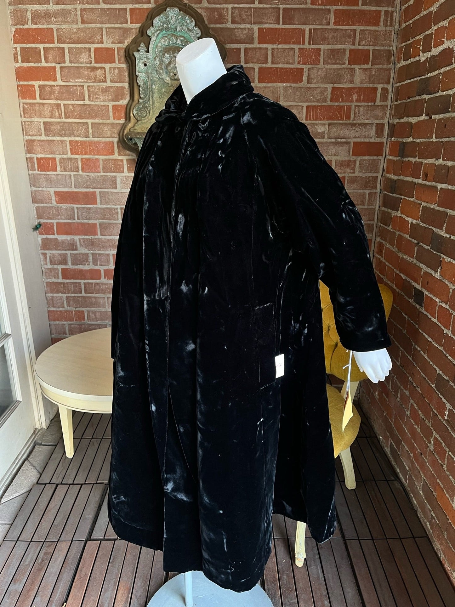 1950s Black Crushed Velvet Coat New Old Stock