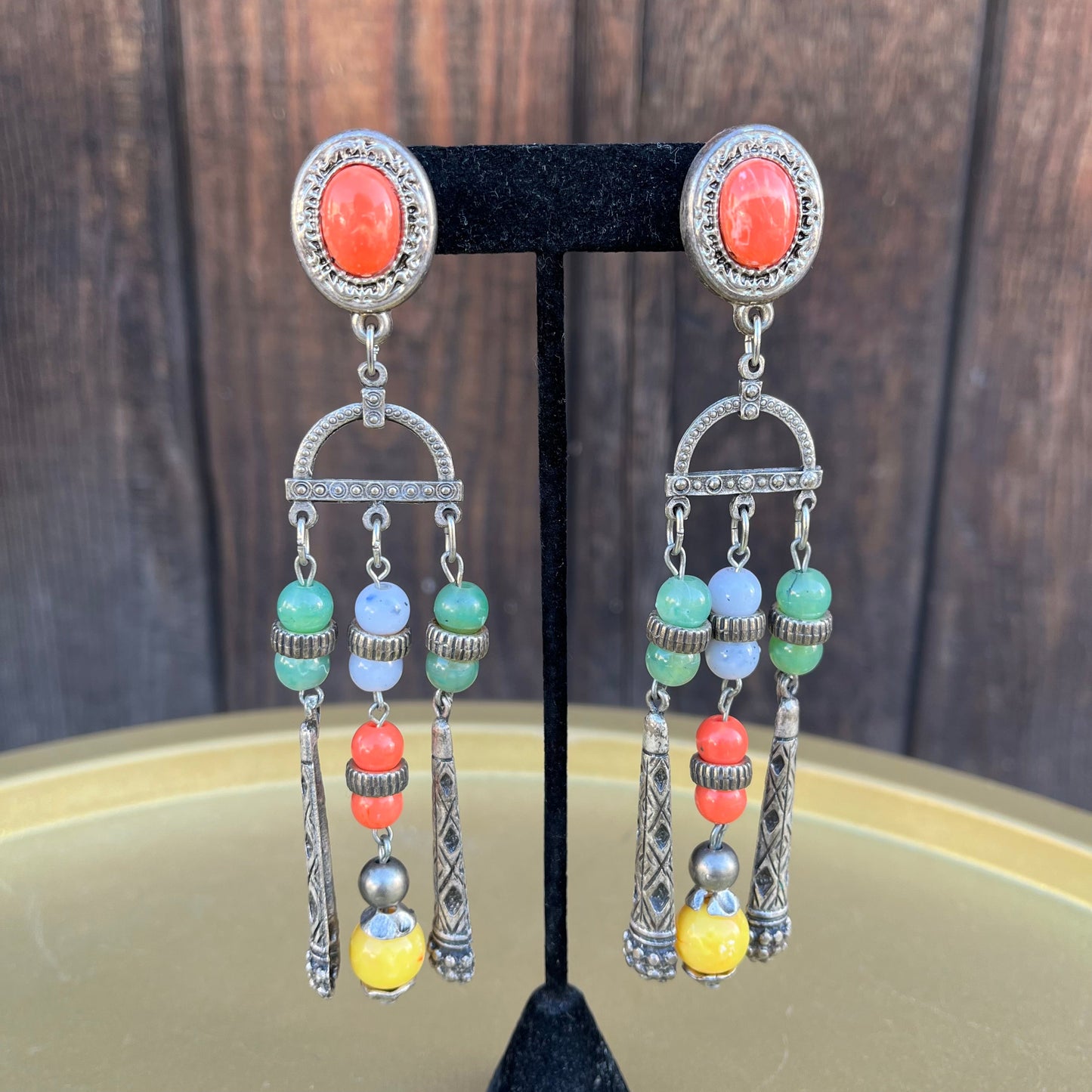 1960s Beaded Chandelier Earrings