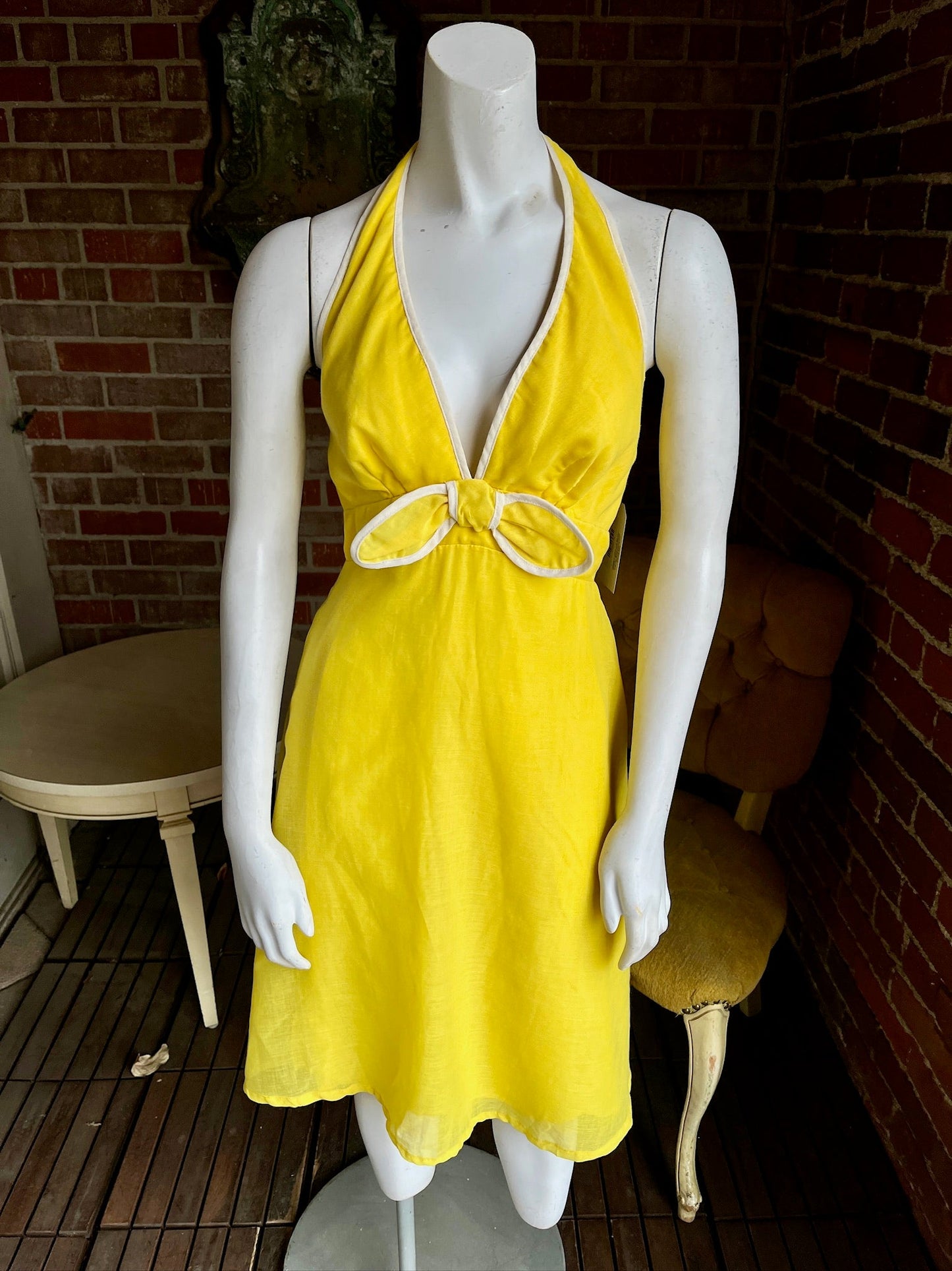 1960s Yellow Halter Dress