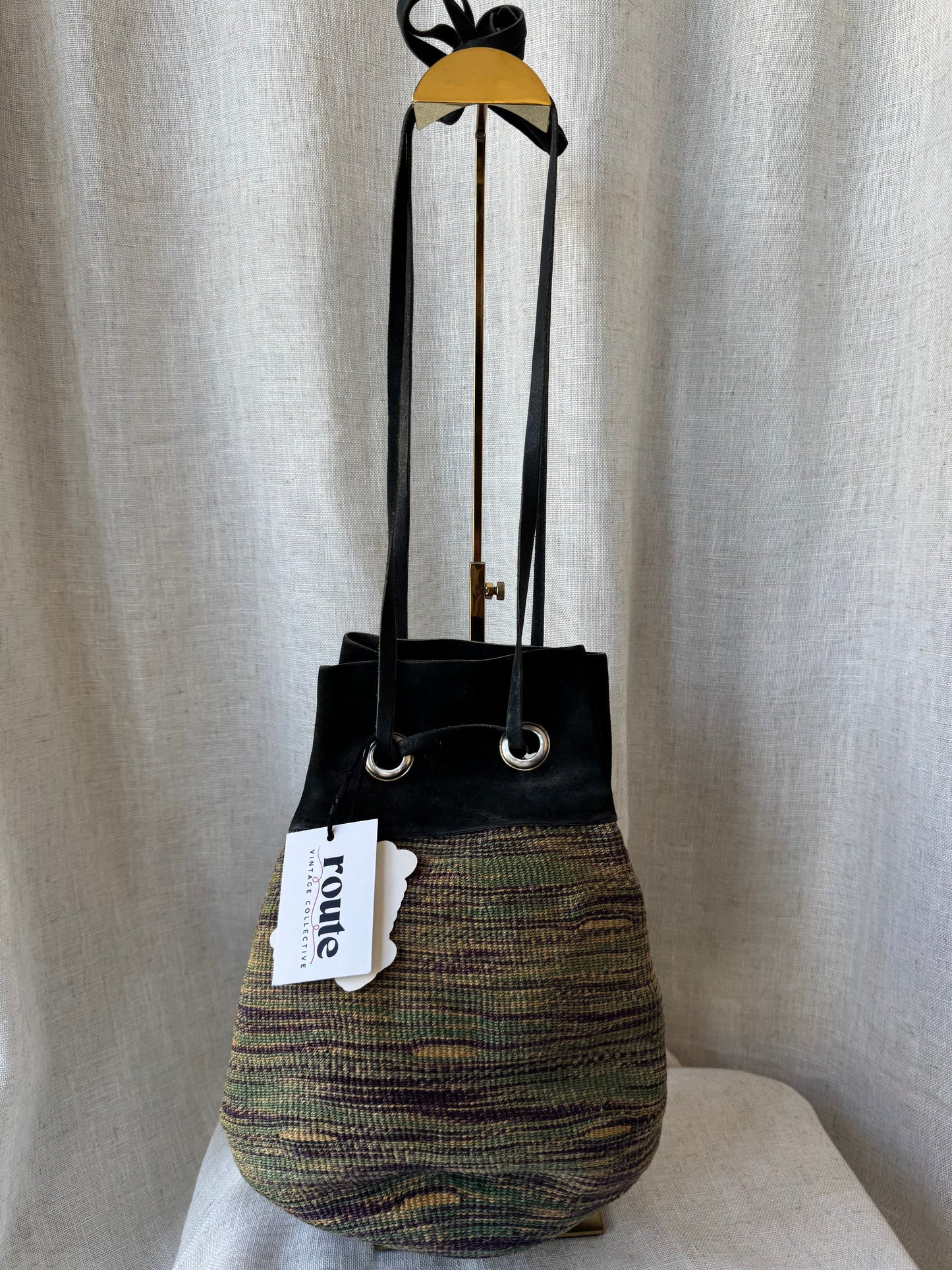 Suede & Raffia Bucket Bag