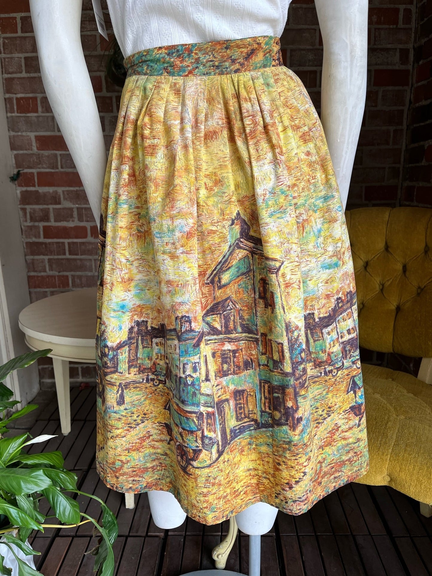 1950s Picasso French Scene Cotton Skirt