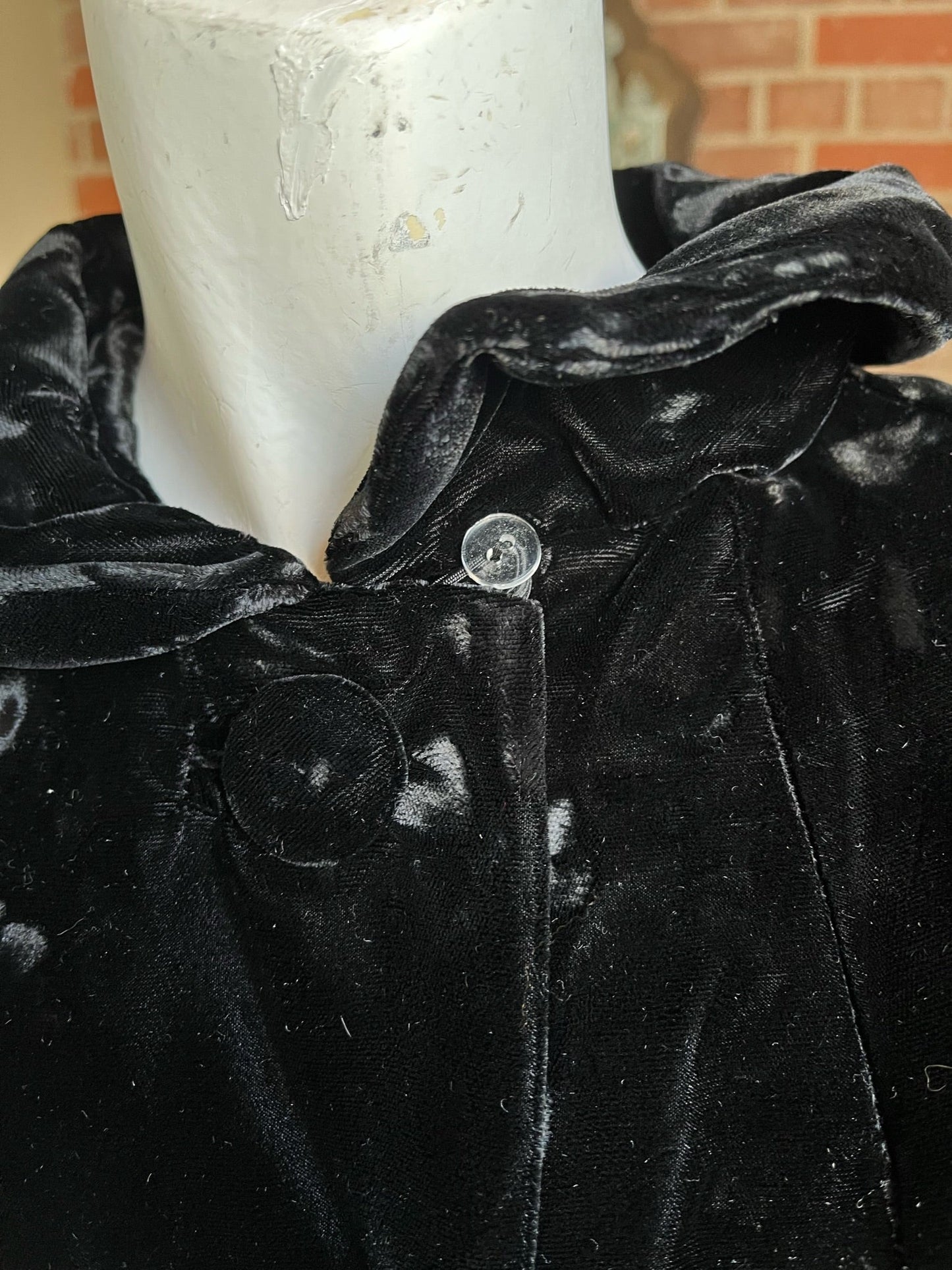 1950s Black Crushed Velvet Coat New Old Stock