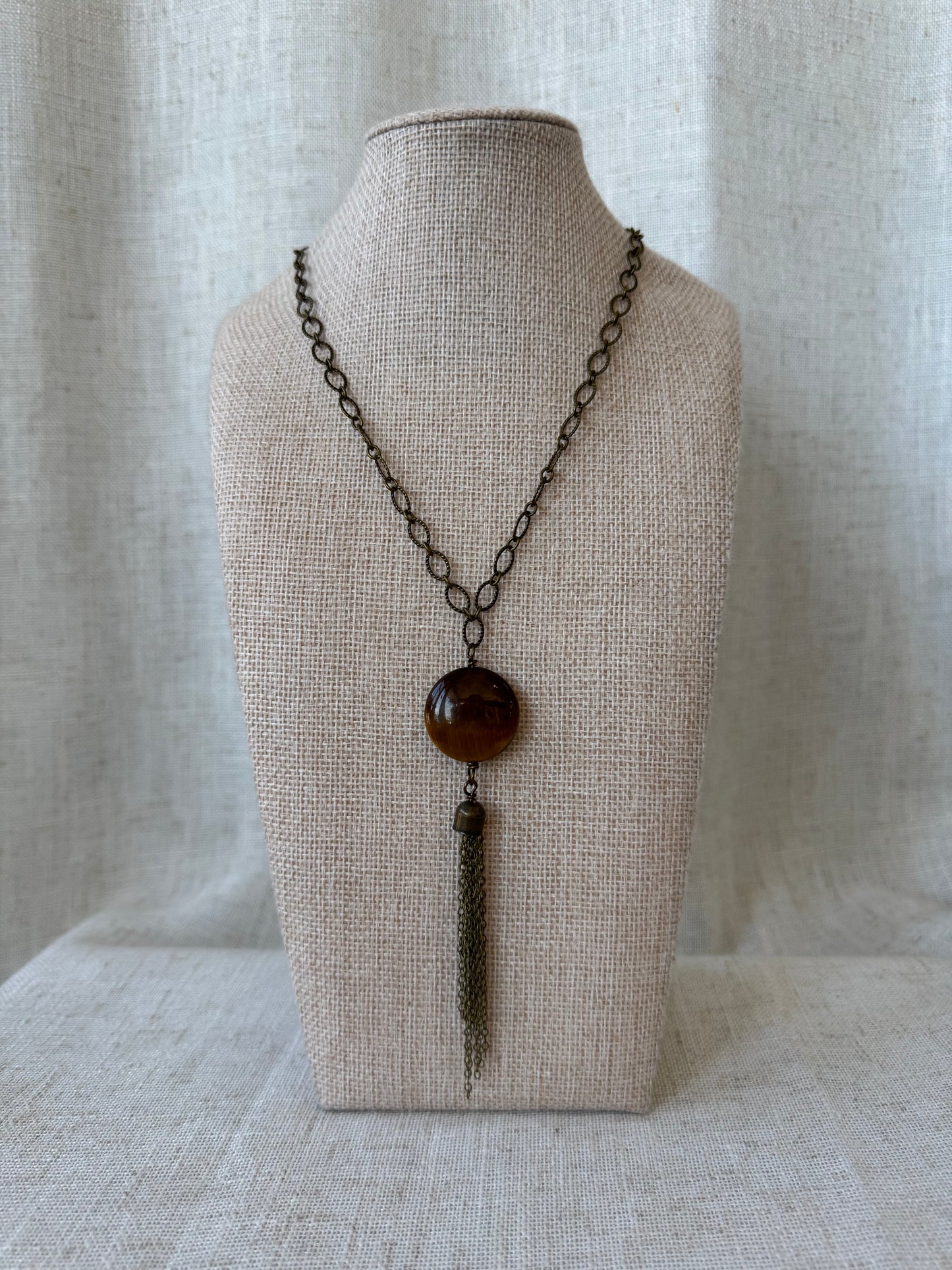 Tigers Eye Tassel Necklace