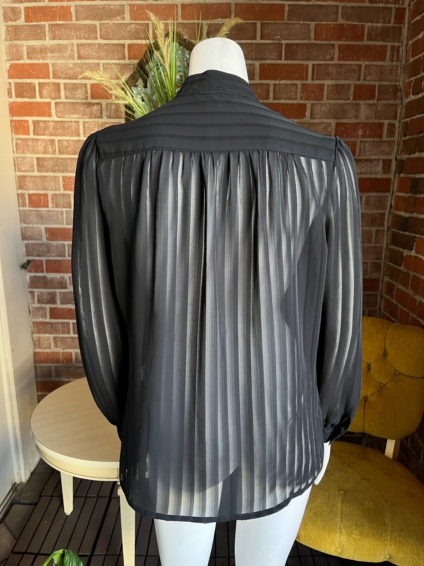 1980s Sheer Black Blouse