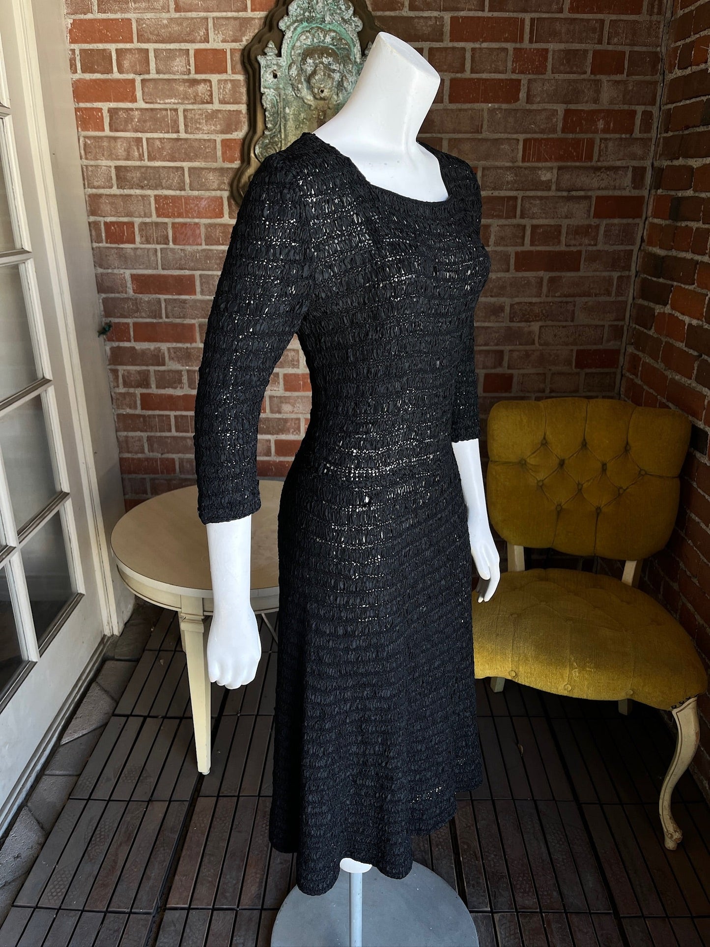 1950s Black Ribbon Dress