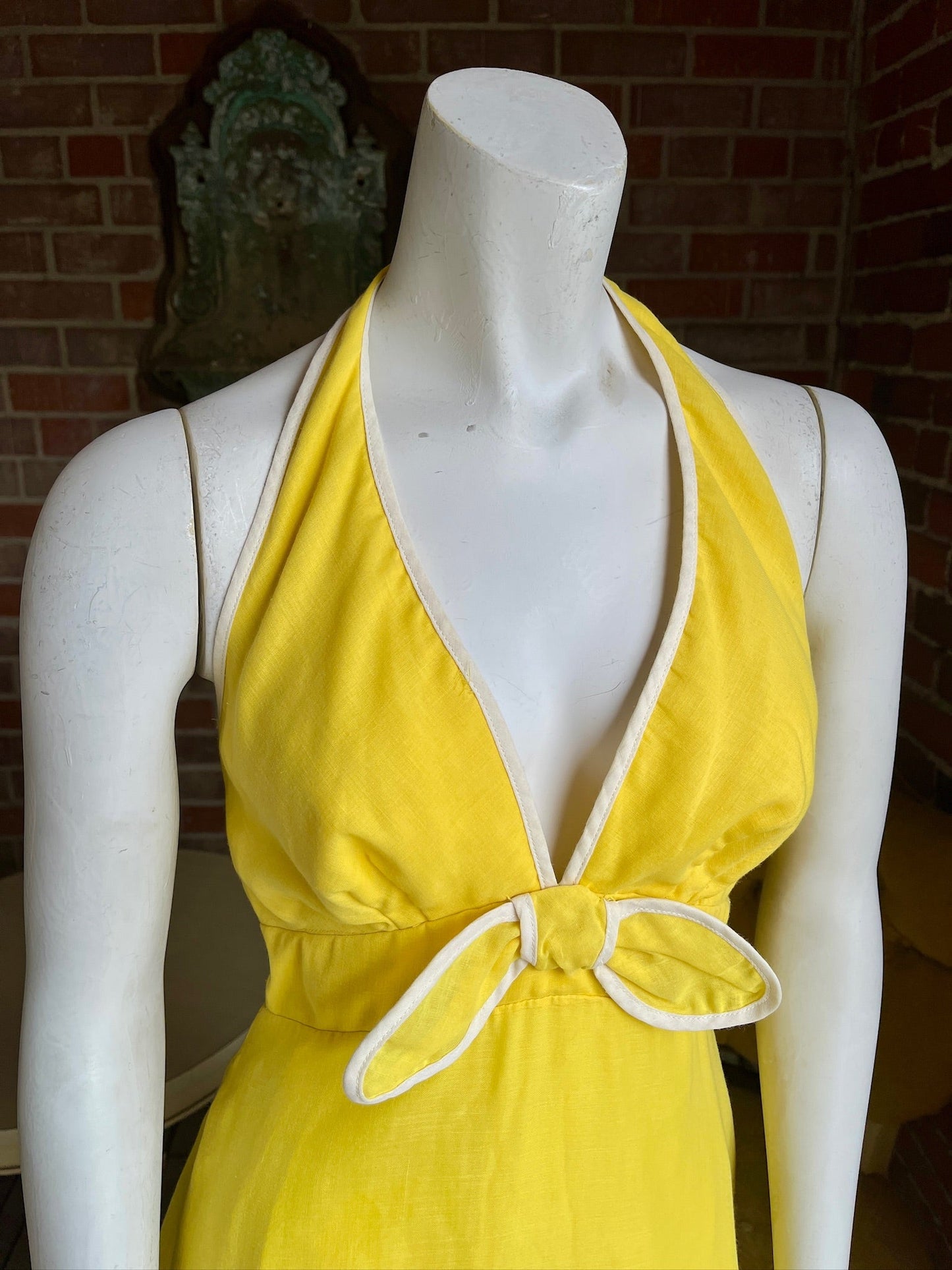 1960s Yellow Halter Dress