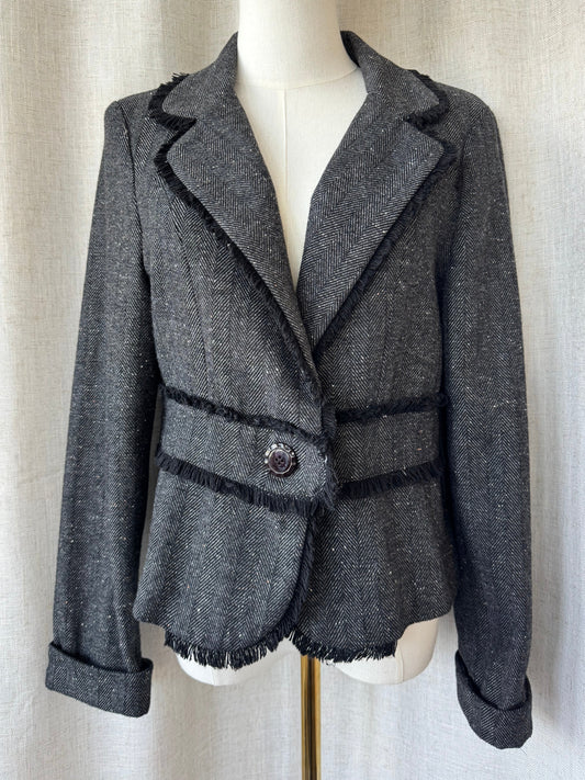 Fringe Button Blazer