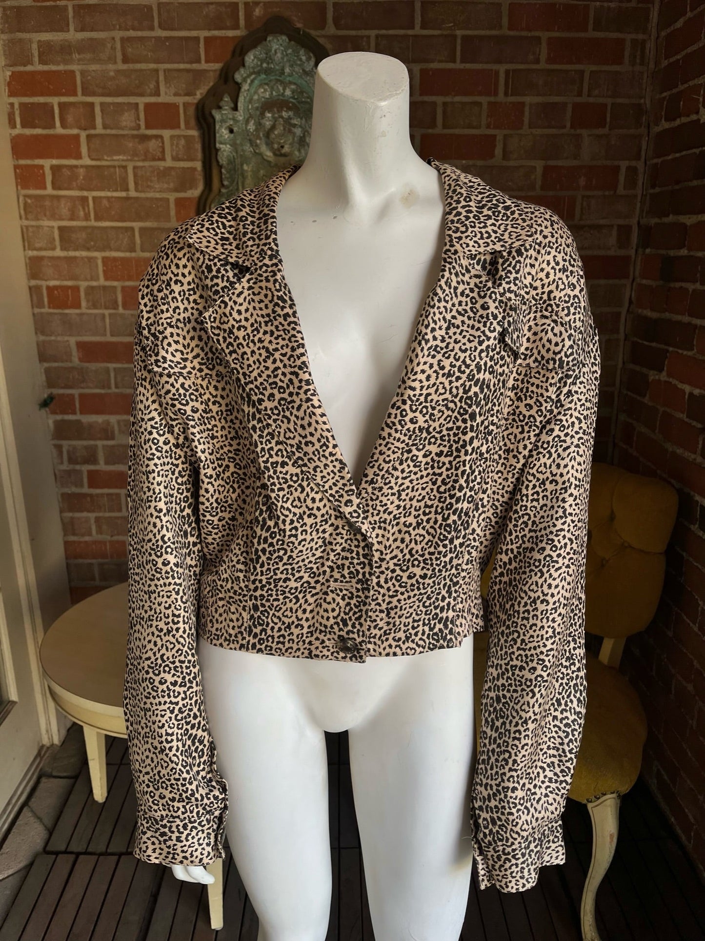 1990s Silk Leopard Cropped Jacket