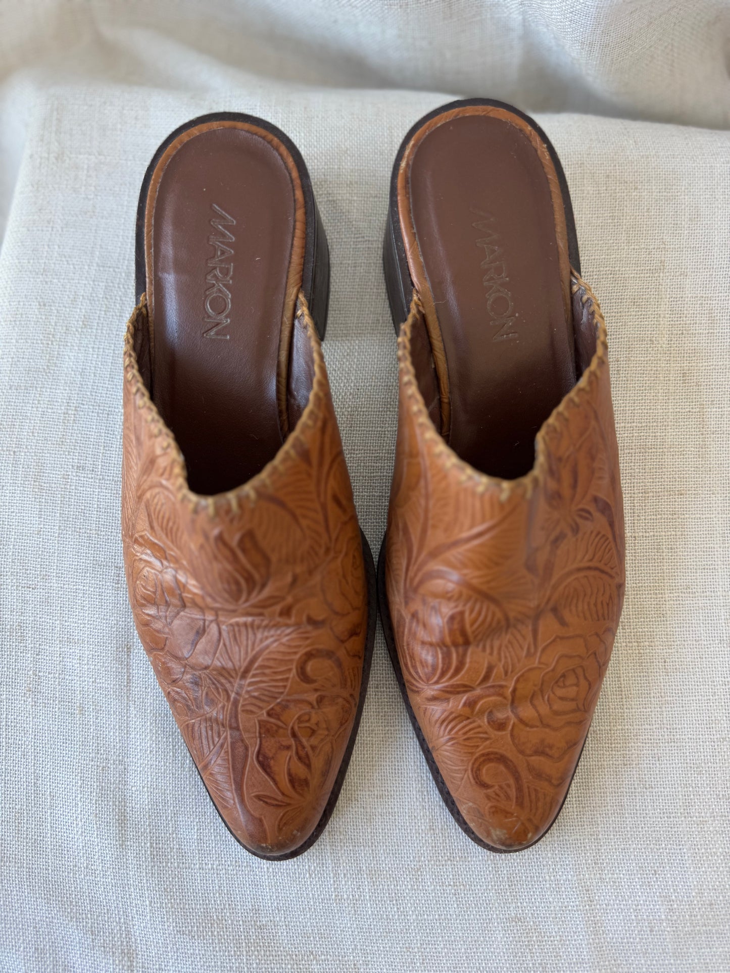 Tooled Leather Mules