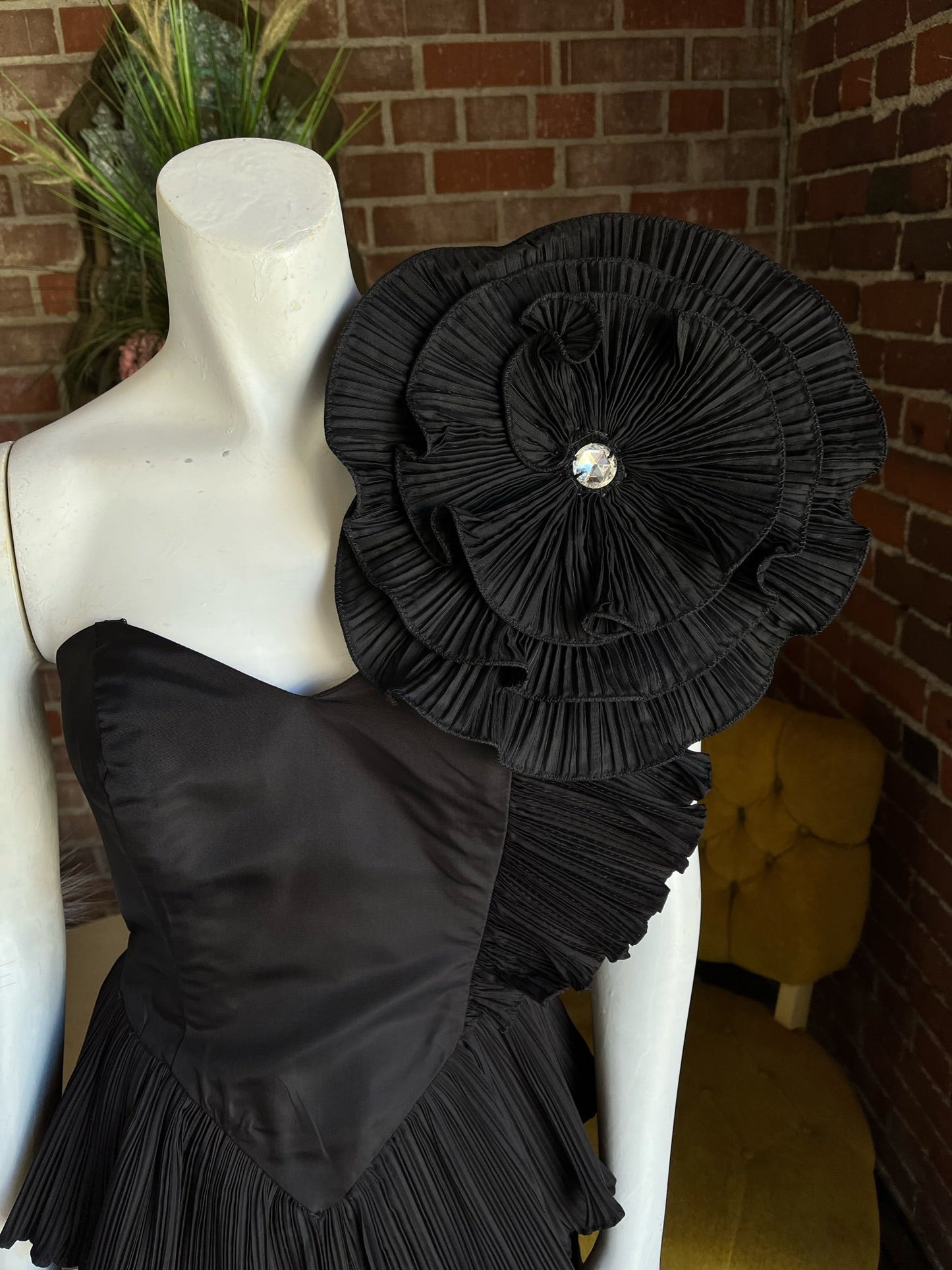 1980s Climax By David Howard One Shoulder Corsage Dress Deadstock