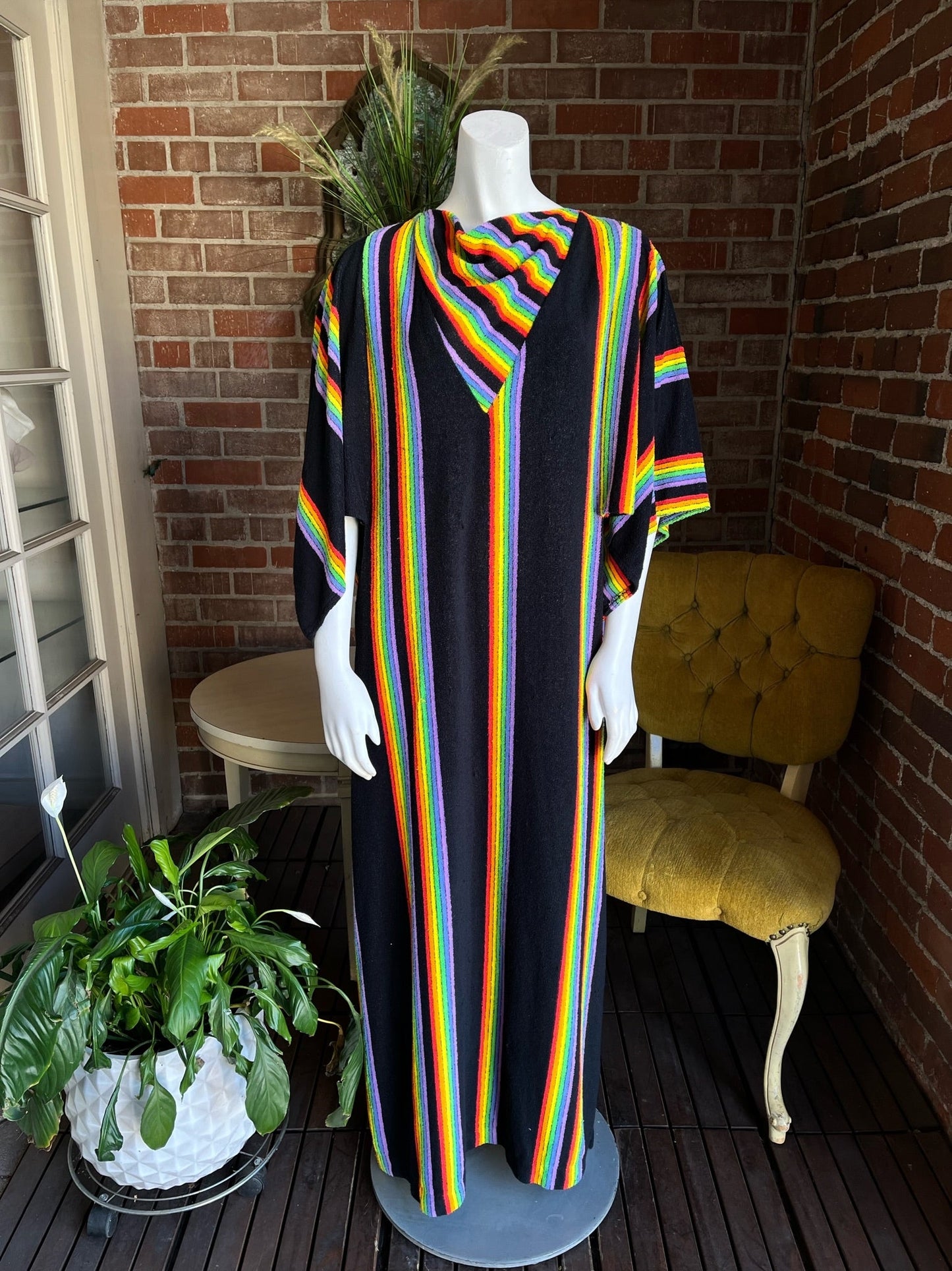 1970s Rainbow Terrycloth Caftan