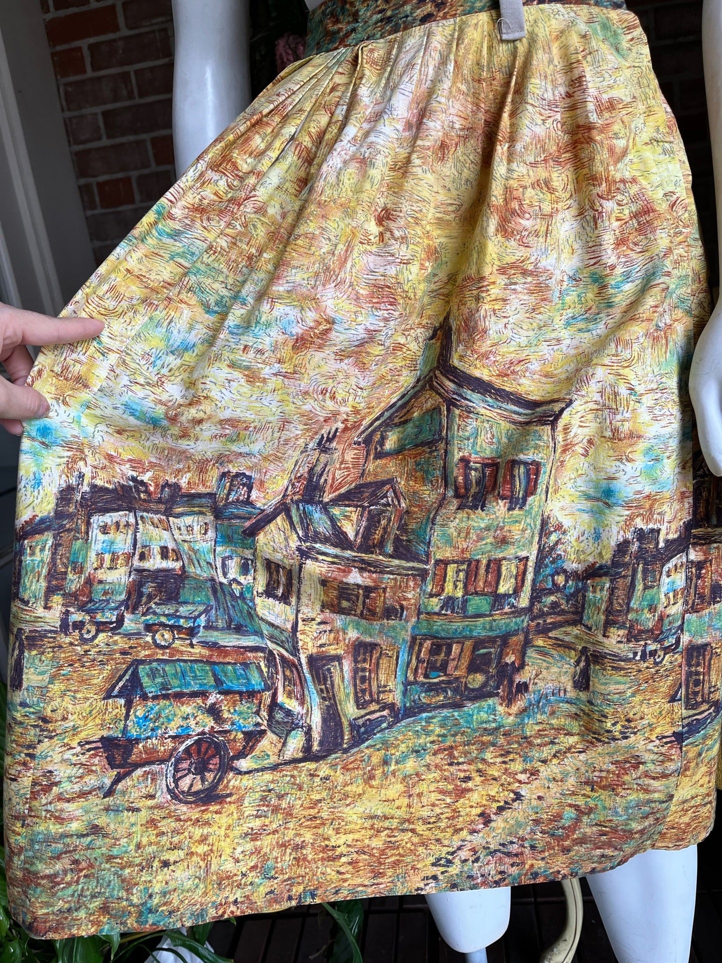 1950s Picasso French Scene Cotton Skirt