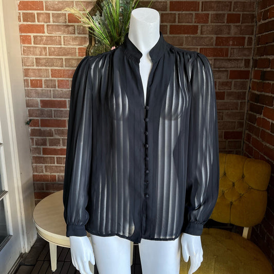 1980s Sheer Black Blouse