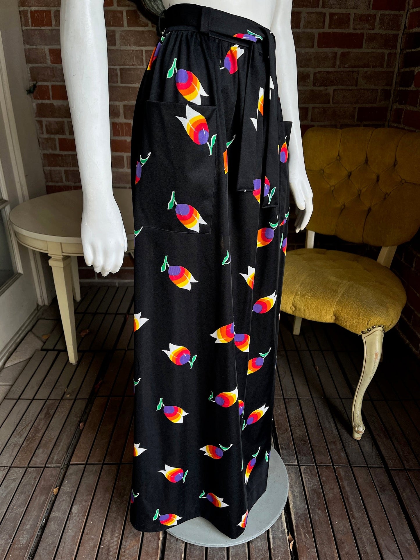 1970s Rainbow Tulip Maxi Skirt