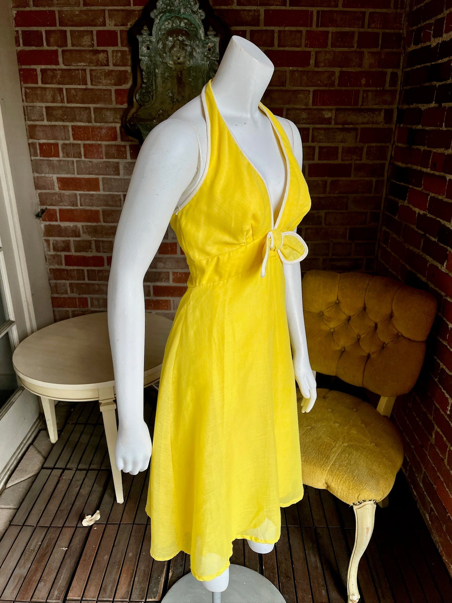 1960s Yellow Halter Dress