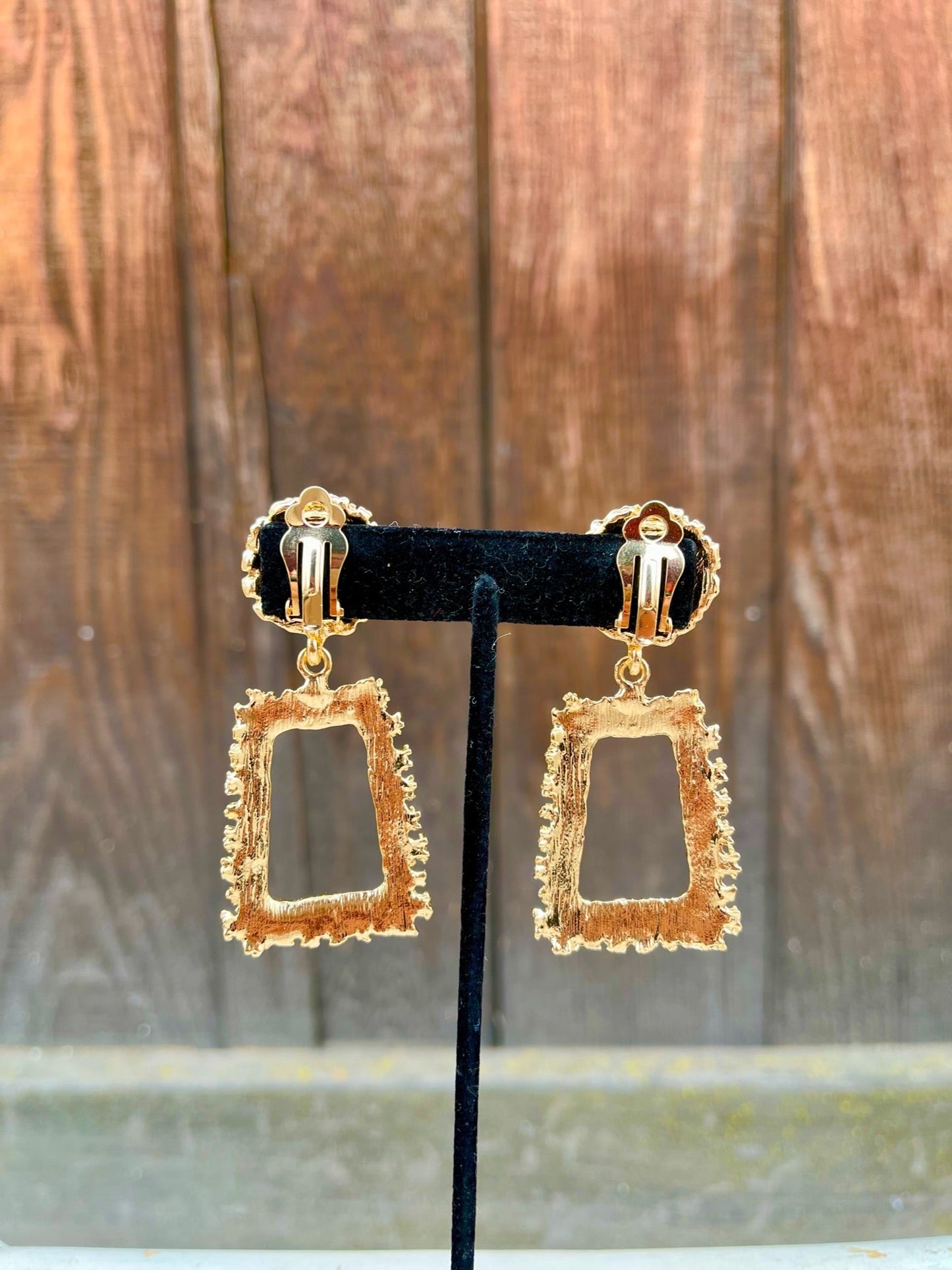 1980s Gold Nugget Door Knocker Earrings