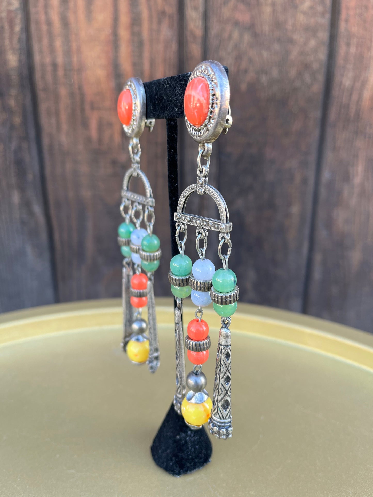 1960s Beaded Chandelier Earrings