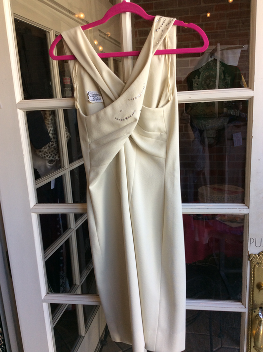 Rhinestone cream dress